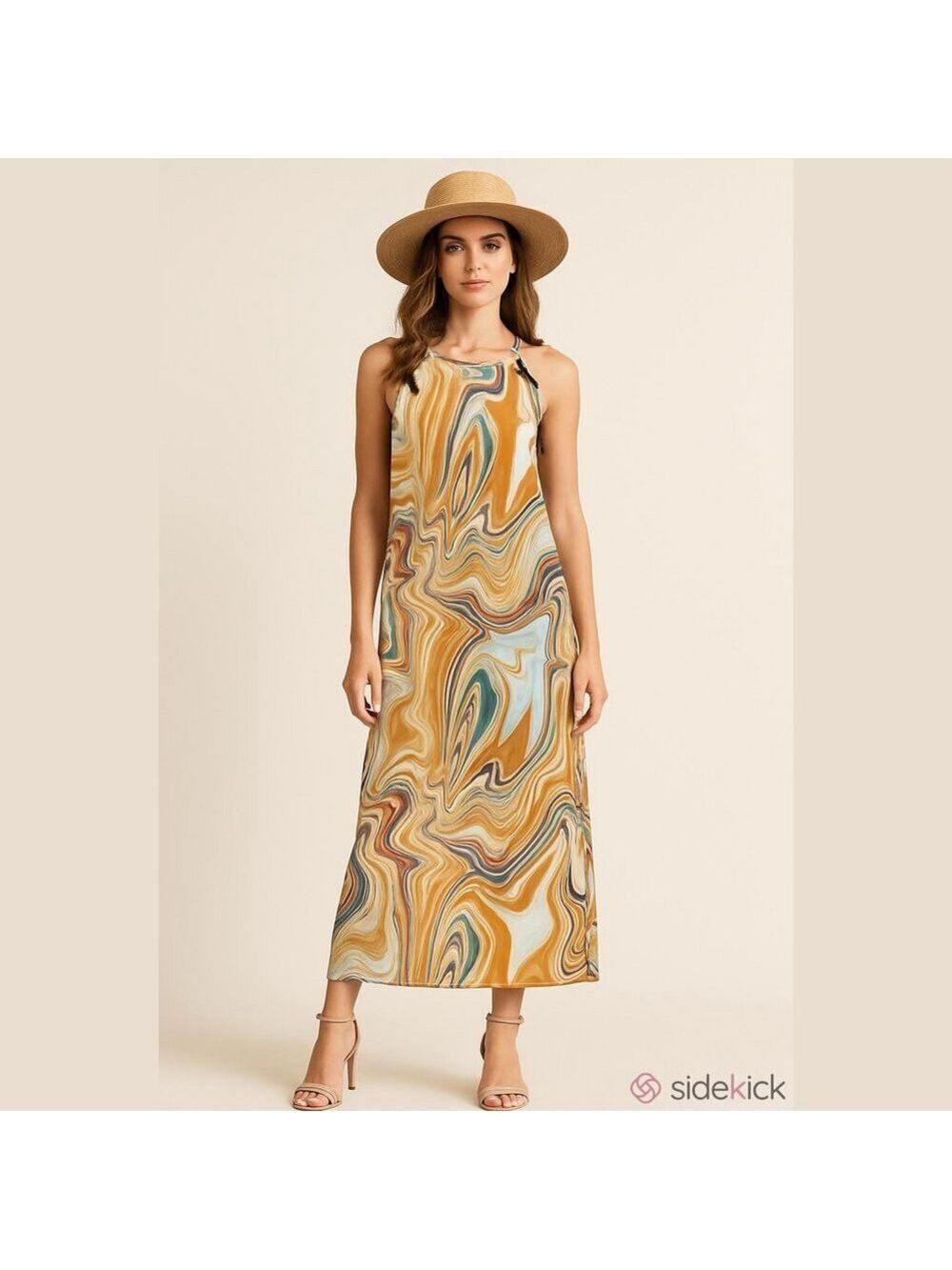 Women’s Marble Print Halter Dress, Plus Size 22-24